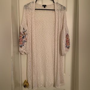Art Class Embroidered Long Cardigan